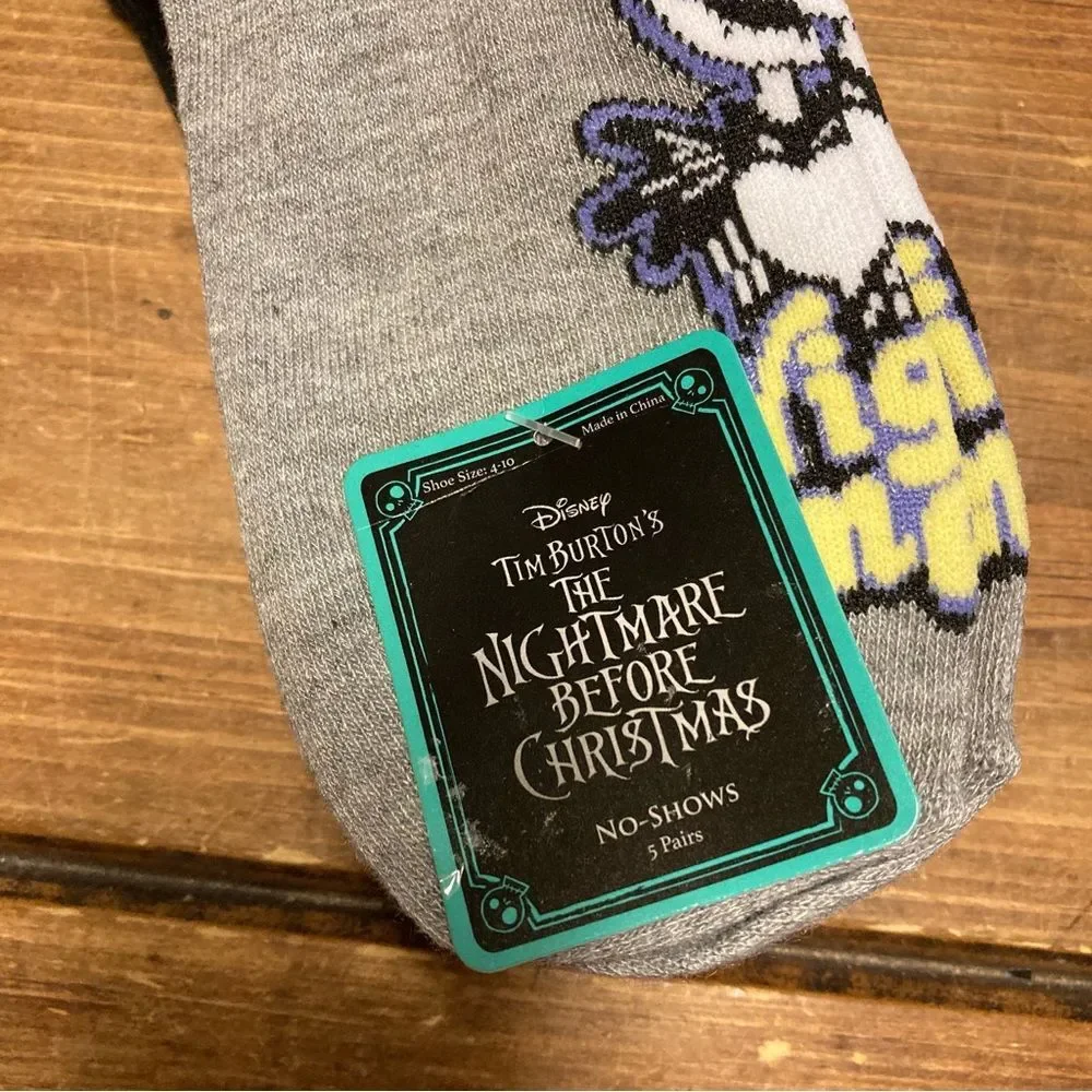 The Nightmare Before Christmas 5 Pairs No Show Socks NWT Jack Skellington Sally